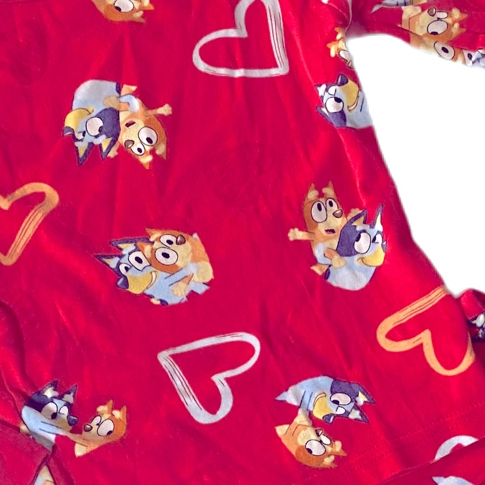 Bluey Red Heart Pajama Set Size 4T - Picture 5 of 5